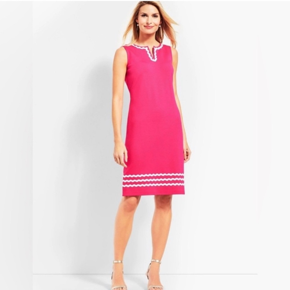Talbots Pink Shift Dress with Rickrack Trim